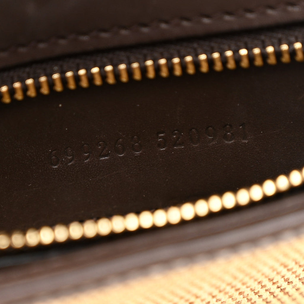 Gucci Canvas Dollar Calfskin Blondie Chain Shoulder Flap Bag Brown