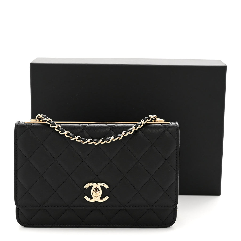 Chanel Lambskin Quilted Trendy CC Wallet On Chain WOC Black