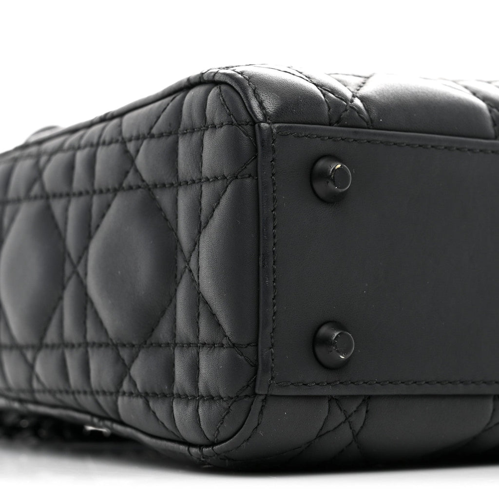 Christian Dior Ultra Matte Calfskin Cannage Mini Lady Dior Black