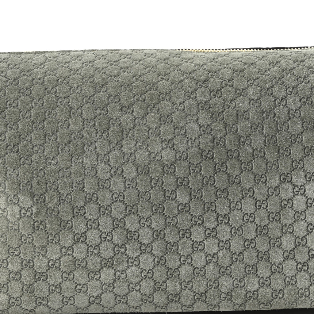 Gucci Suede GG Monogram Half Horsebit Medium Shoulder Bag Sage