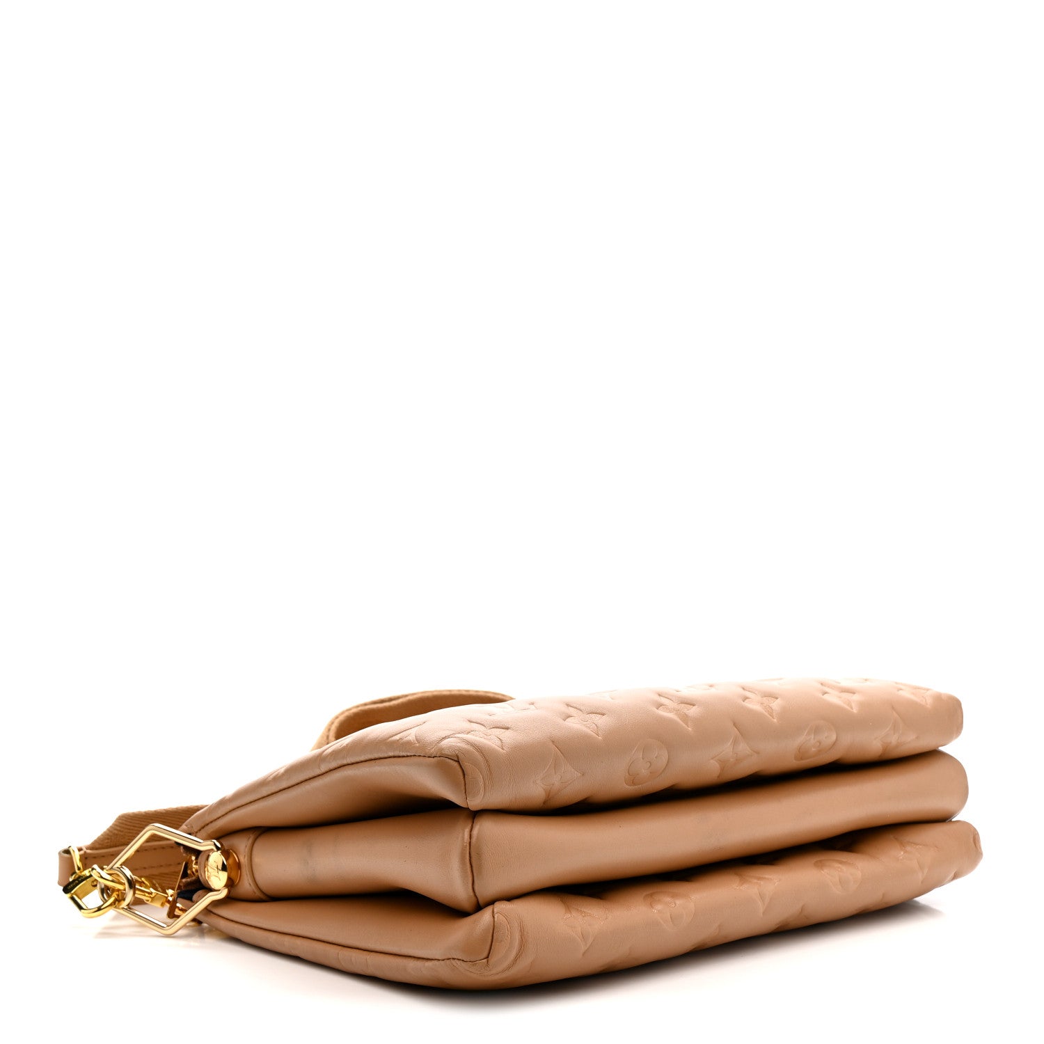 Louis Vuitton Lambskin Embossed Monogram Coussin PM Camel