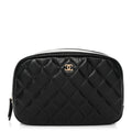 Caviar Quilted Medium Curvy Pouch Cosmetic Case Black