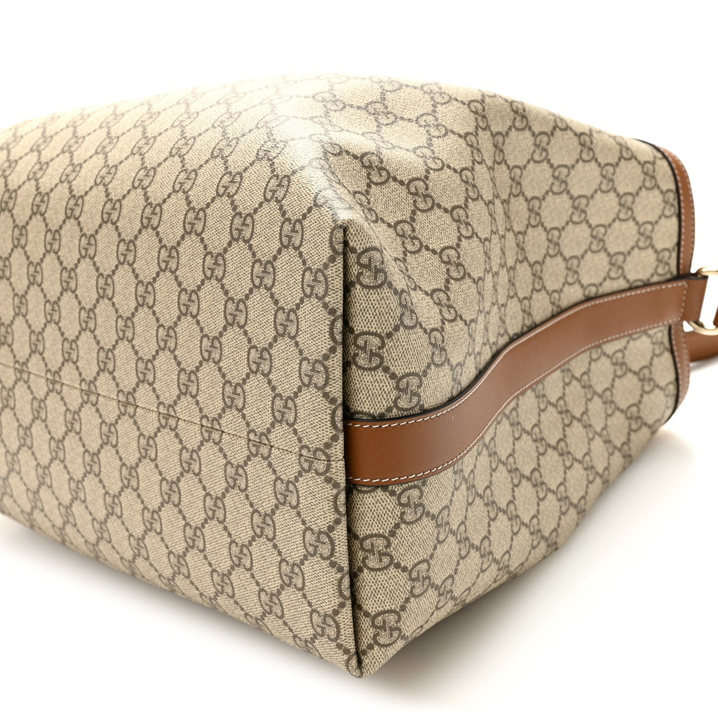 Gucci GG Icon Monogram Padlock Shoulder Bag Beige Dark Brown