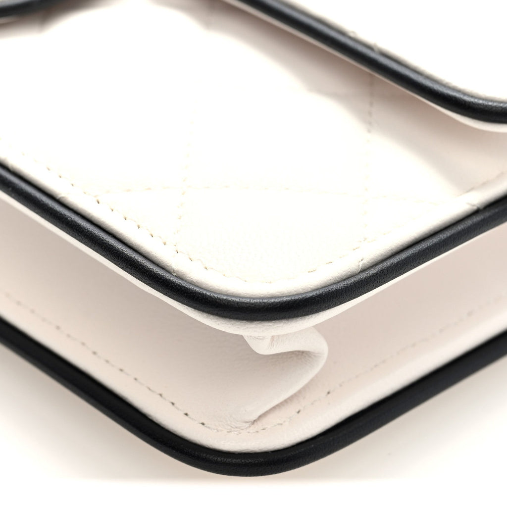 Chanel Lambskin Quilted Resin CC Mini Flap Bag White Black