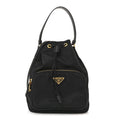 Prada Saffiano Tessuto Nylon Mini Bucket Crossbody Bag Black