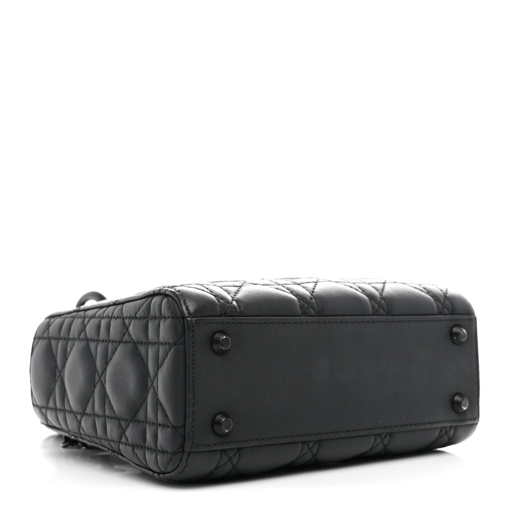 Christian Dior Ultra Matte Calfskin Cannage Mini Lady Dior Black
