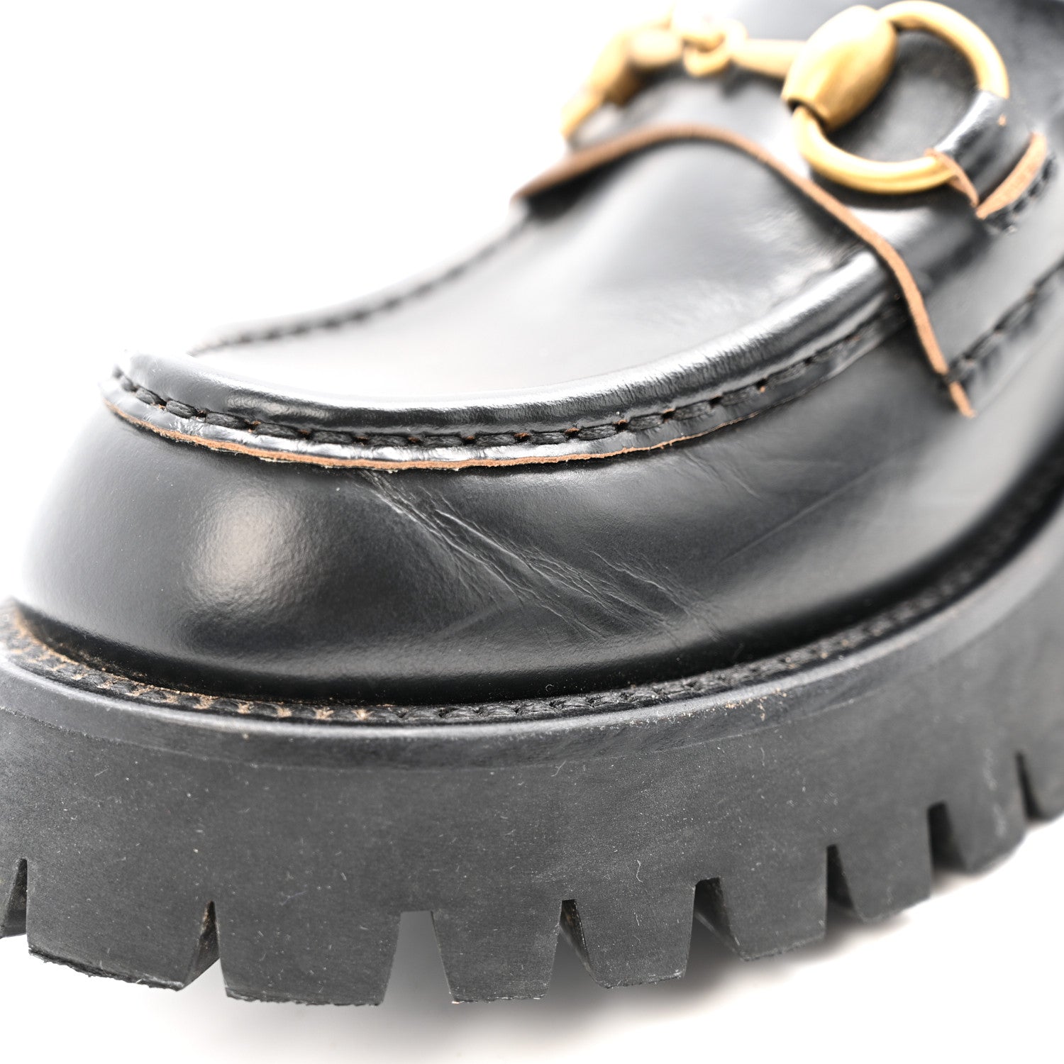 Gucci Cordovan Lux Womens Harald Horsebit 25mm Platform Loafers 37.5 Black