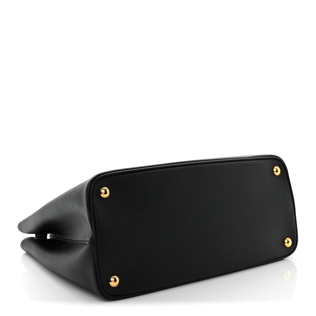 Prada Saffiano Cuir Medium Double Bag Black Mughetto