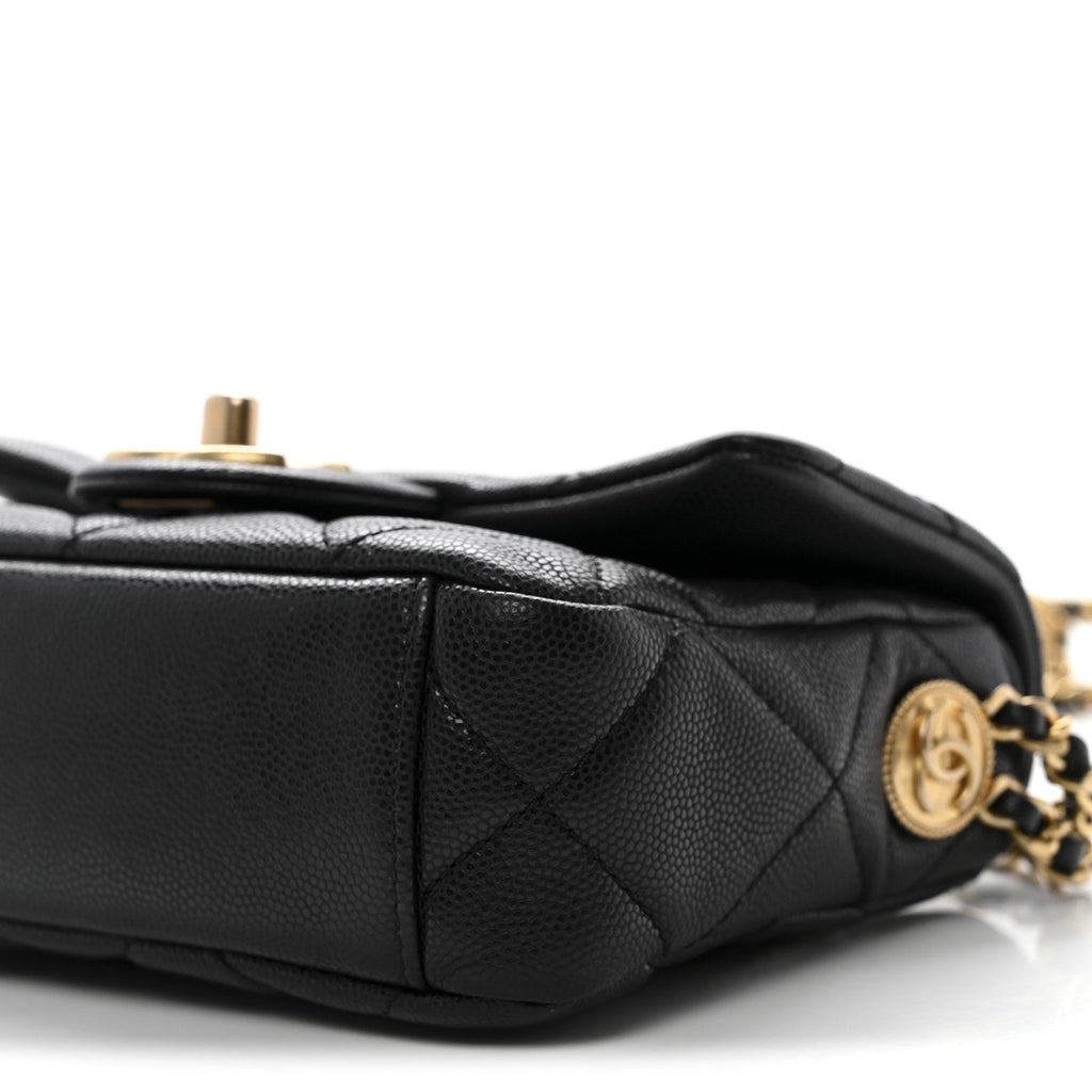 Chanel Caviar Quilted Mini Twist Your Buttons Flap Black