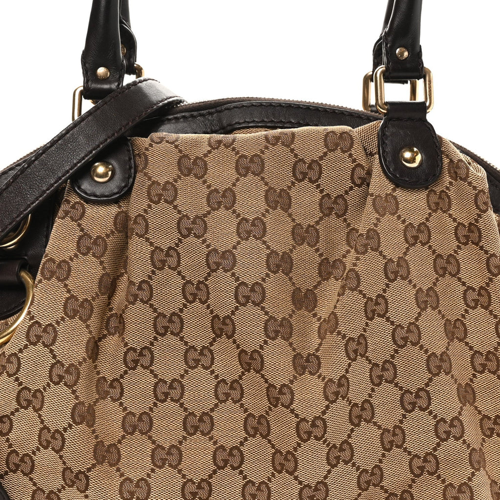 Gucci Monogram Medium Sukey Boston Bag Dark Brown