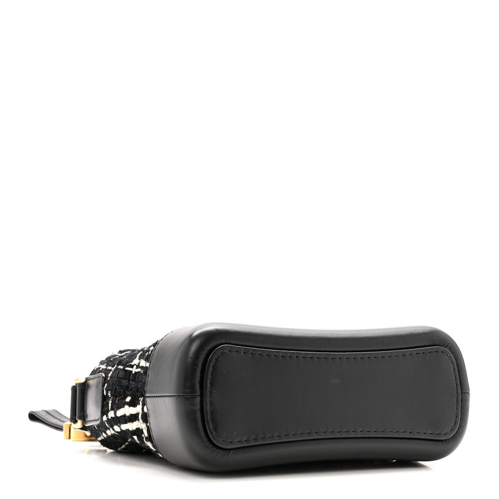 Chanel Tweed Calfskin Small Gabrielle Hobo Black White
