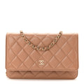 Chanel Caviar Quilted Wallet on Chain WOC Dark Beige