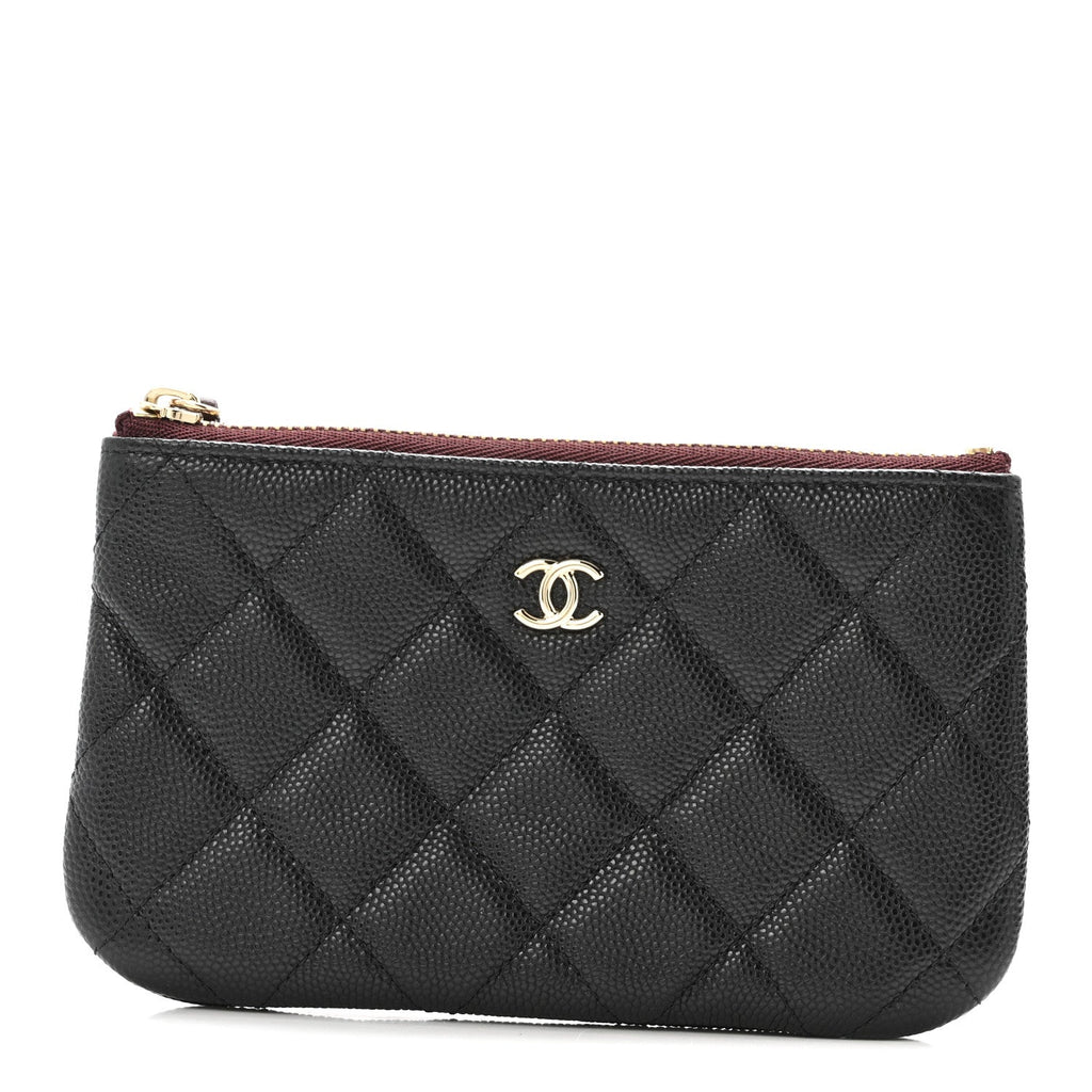 Caviar Quilted Small Cosmetic Case Black