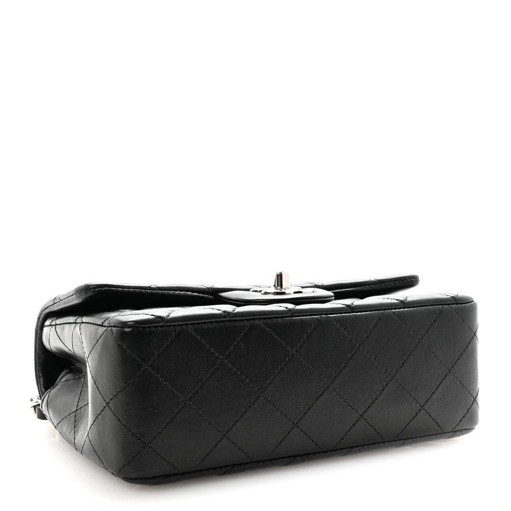 Chanel Lambskin Quilted Mini Rectangular Flap Black