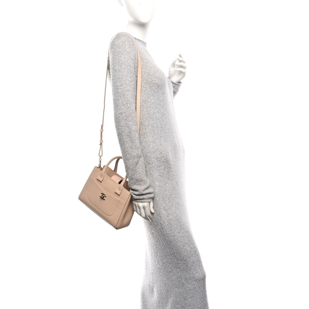 Chanel Grained Calfskin Mini Neo Executive Shopper Tote Light Beige