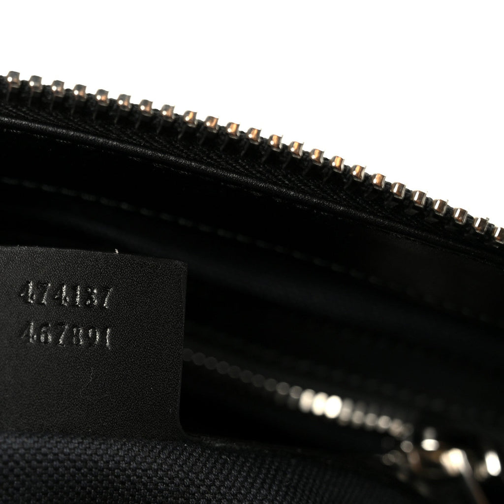 Gucci GG Supreme Monogram Appia Calfskin Web Flat Messenger Bag Black Grey