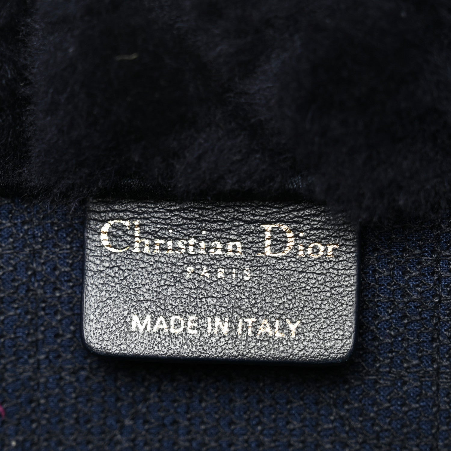 Christian Dior Shearling Cannage Medium Book Tote Deep Blue Natural