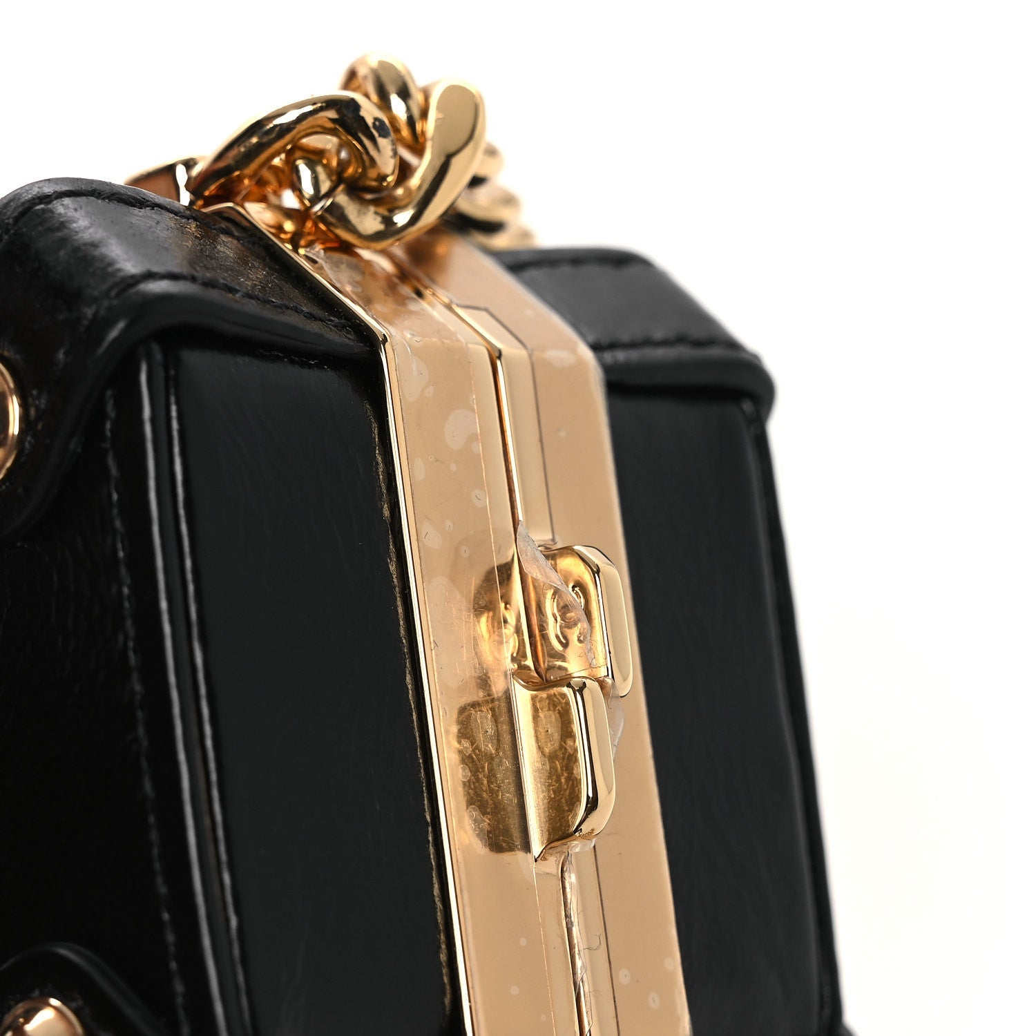 Chanel Shiny Crumpled Calfskin Minaudiere Clutch With Chain Black