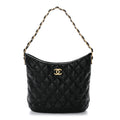 Chanel Lambskin Quilted Large CC Links Hobo Black