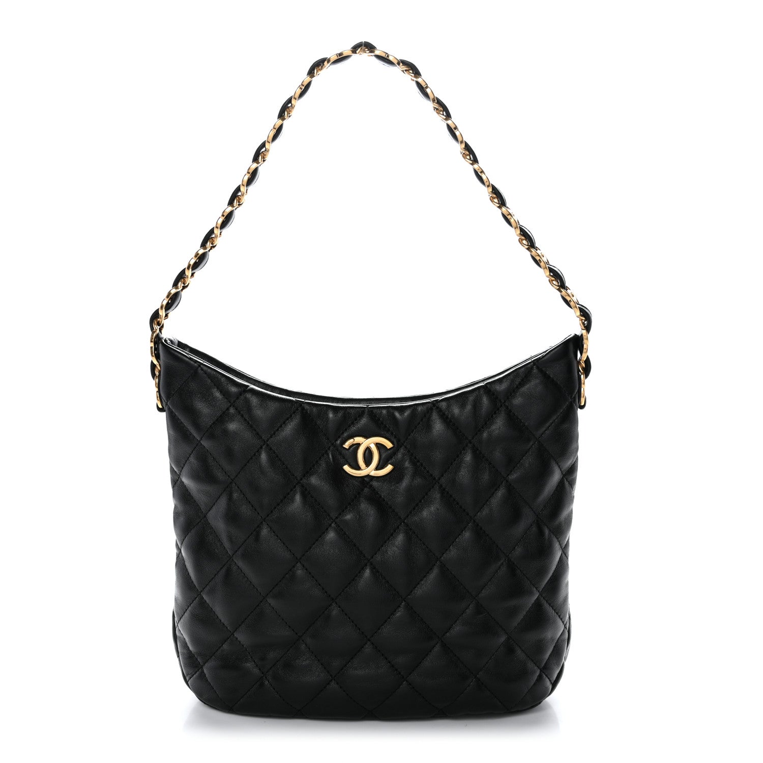 Chanel Lambskin Quilted Large CC Links Hobo Black