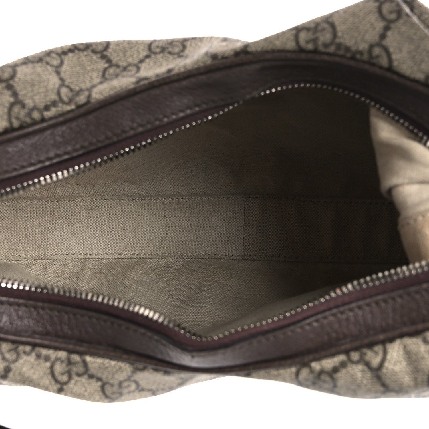 Gucci GG Supreme Monogram Textured Calfskin Web Large Attache Shoulder Bag Beige Ebony New Acero