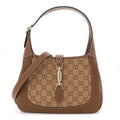 Gucci Raffia GG Supreme Monogram Calfskin Small Jackie 1961 Hobo Natural