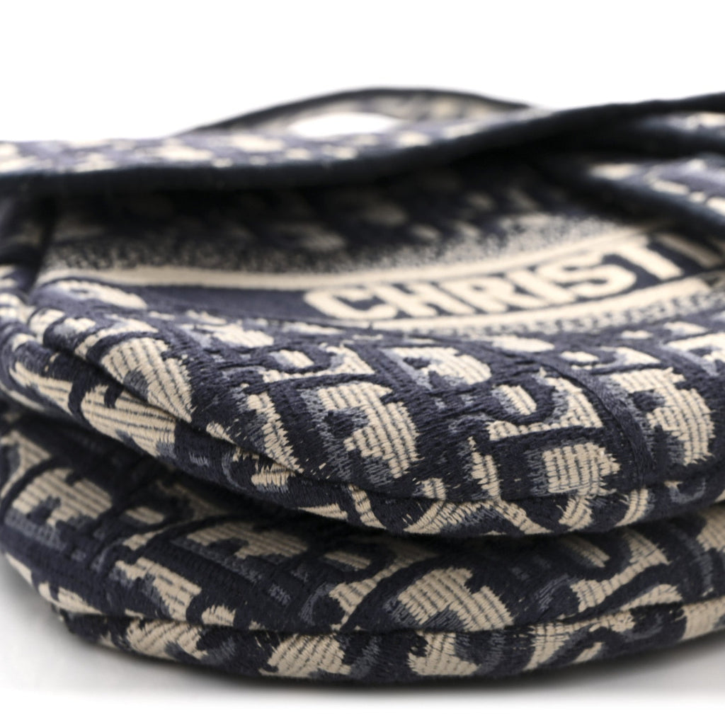 Christian Dior Oblique Embroidered Saddle Bag Blue