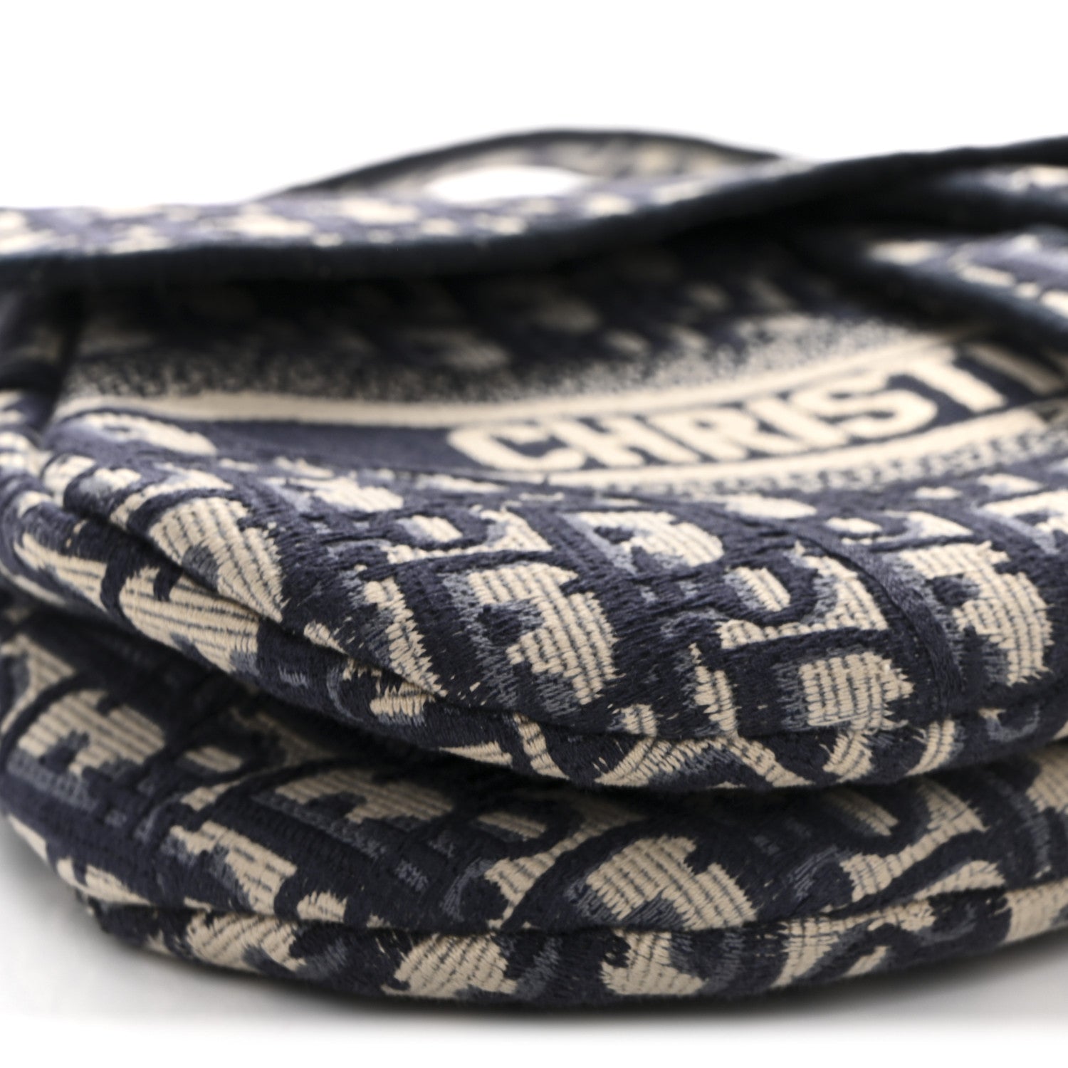 Christian Dior Oblique Embroidered Saddle Bag Blue