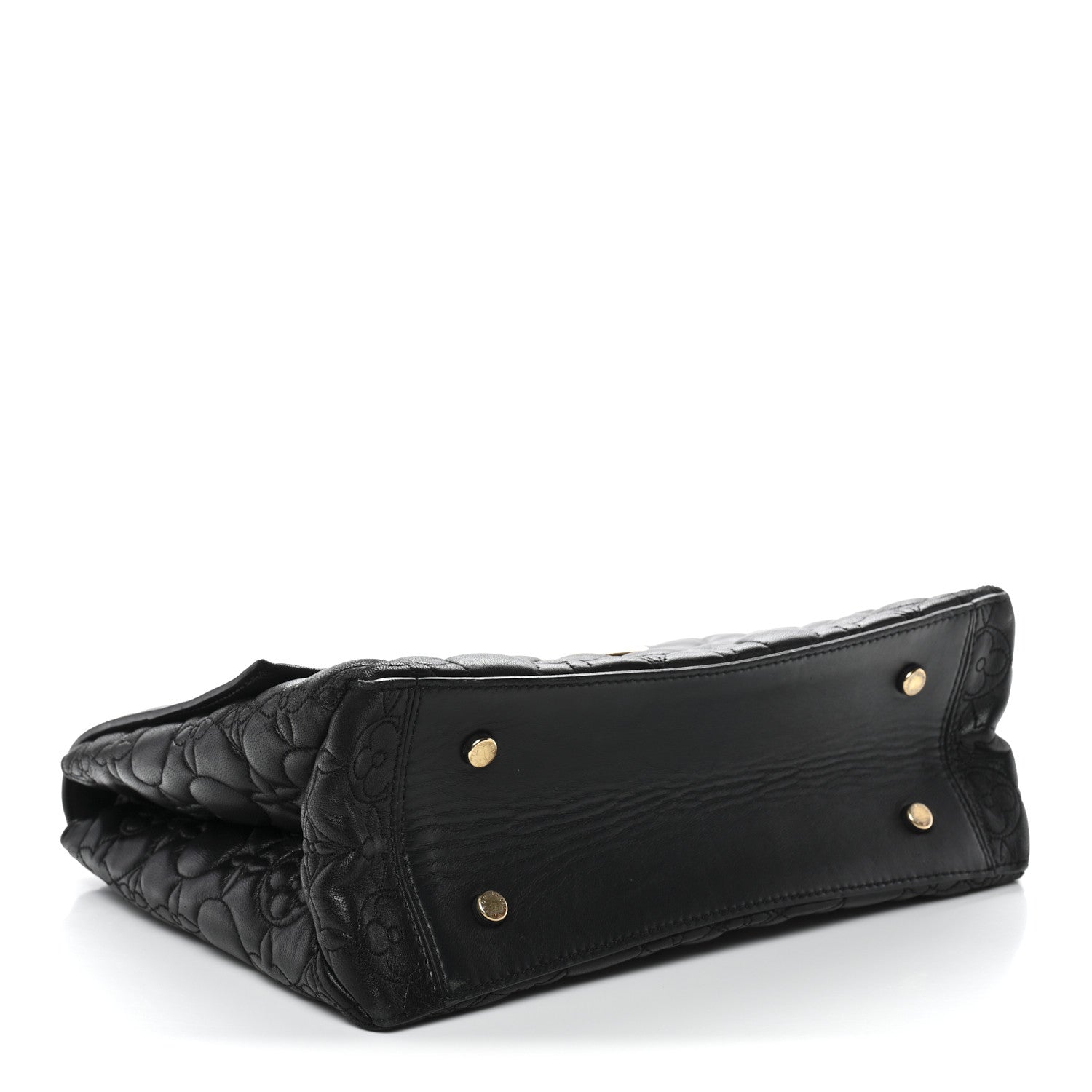 Louis Vuitton Lambskin Flower Quilted Twist Shoulder Bag GM Black