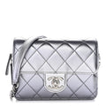 Chanel Metallic Lambskin Like A Wallet Flap Silvery Black