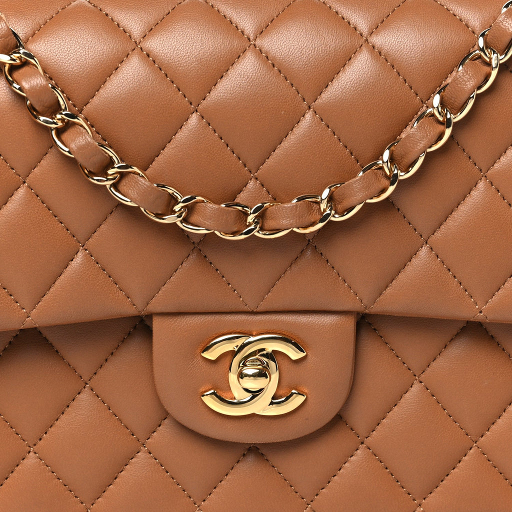 Chanel Lambskin Quilted Medium Double Flap Brown