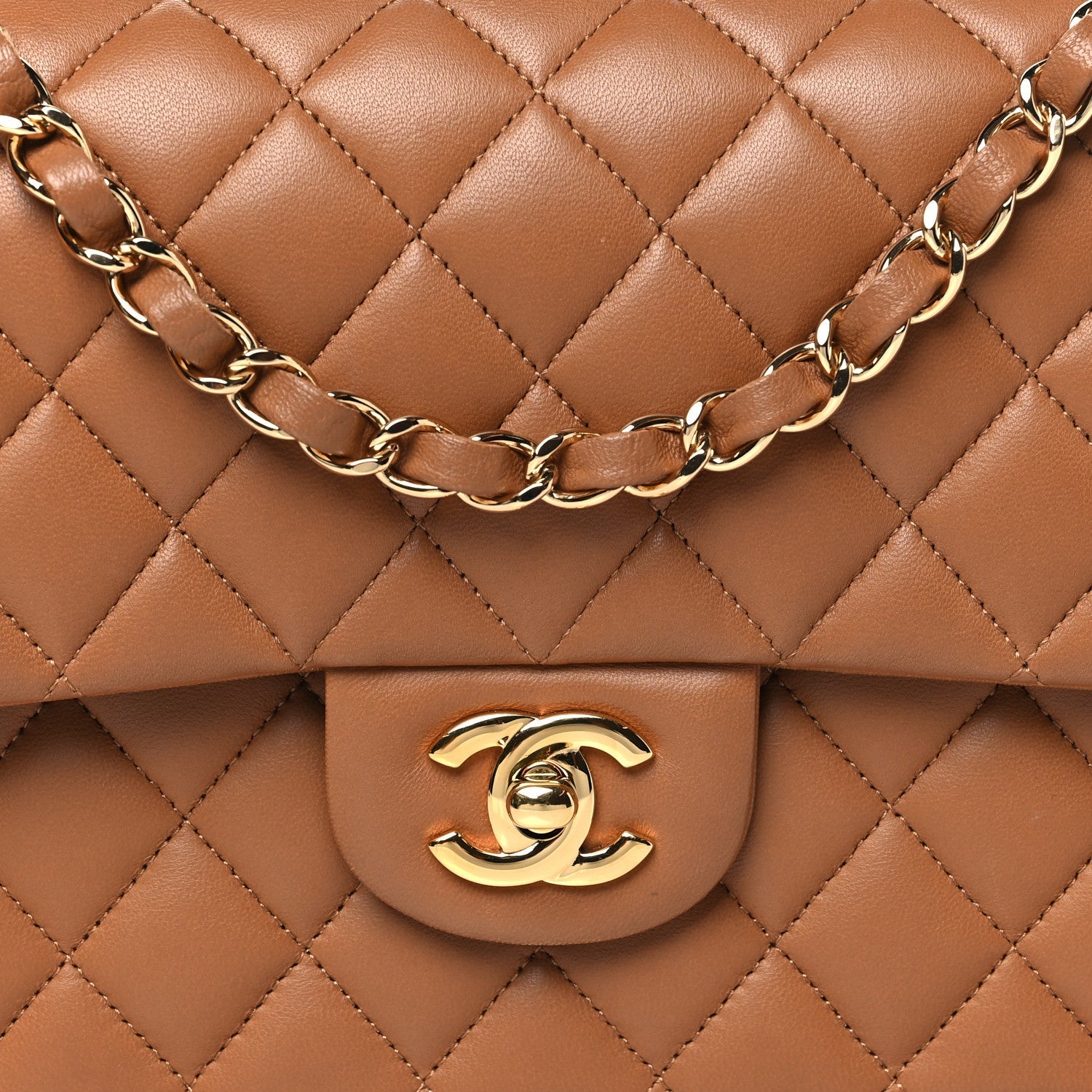 Chanel Lambskin Quilted Medium Double Flap Brown
