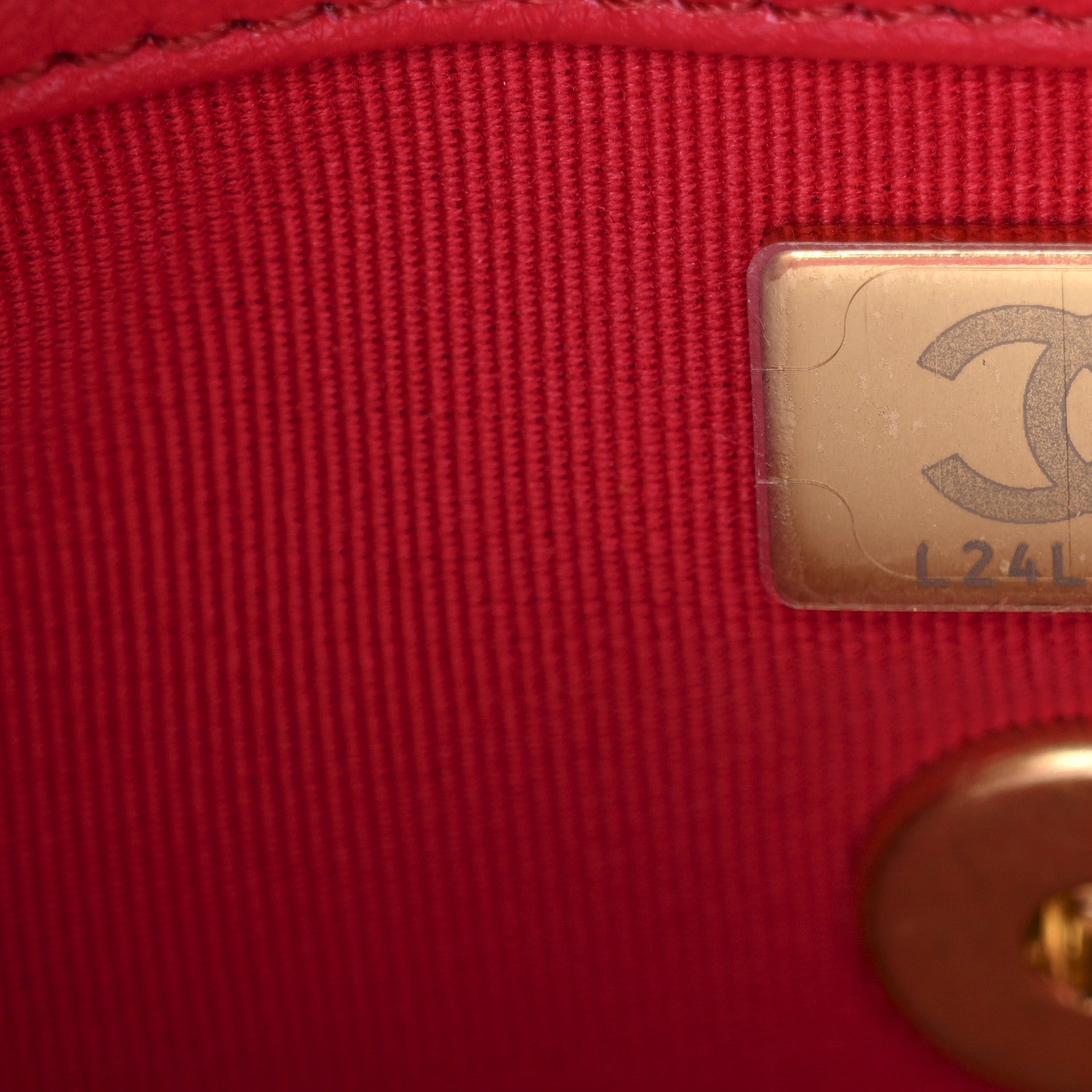 Chanel Lambskin Quilted Enamel Chain Logo Mini Flap Red