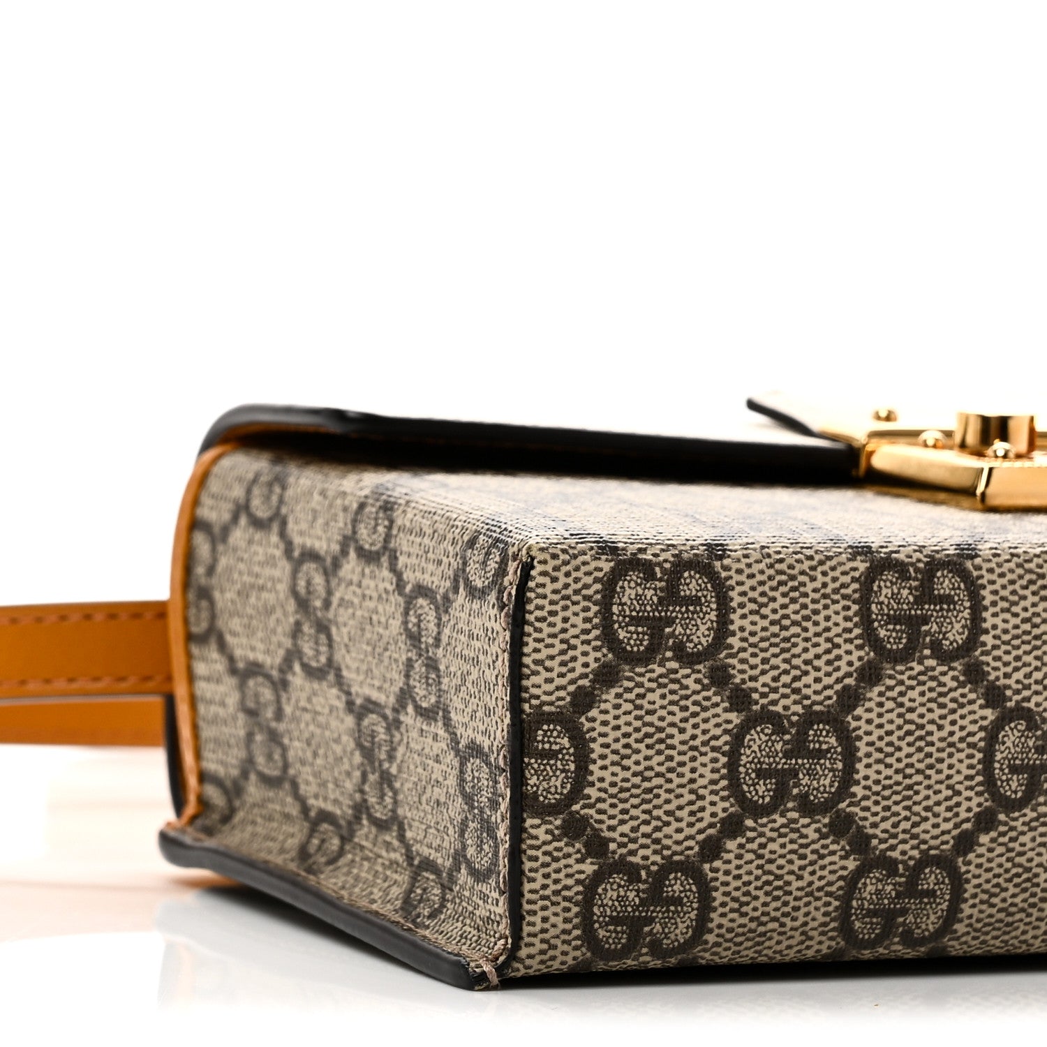 Gucci GG Supreme Monogram New Sakai Calfskin Mini Padlock Top Handle Shoulder Bag Beige Ebony Mystic White Sun Oil