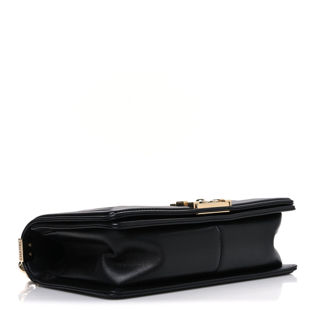 Chanel Calfskin Chevron Quilted Medium Boy Flap Black