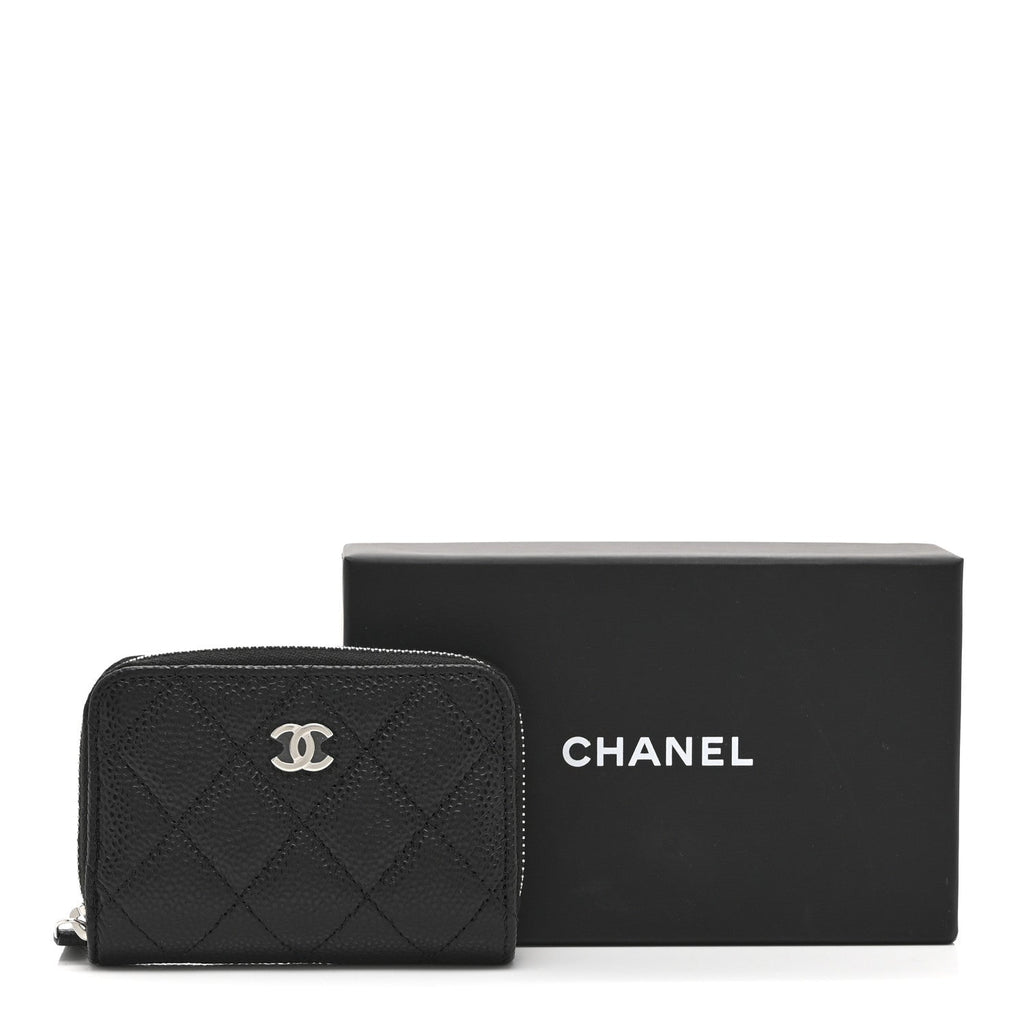 Caviar Quilted Zip Coin Purse Black