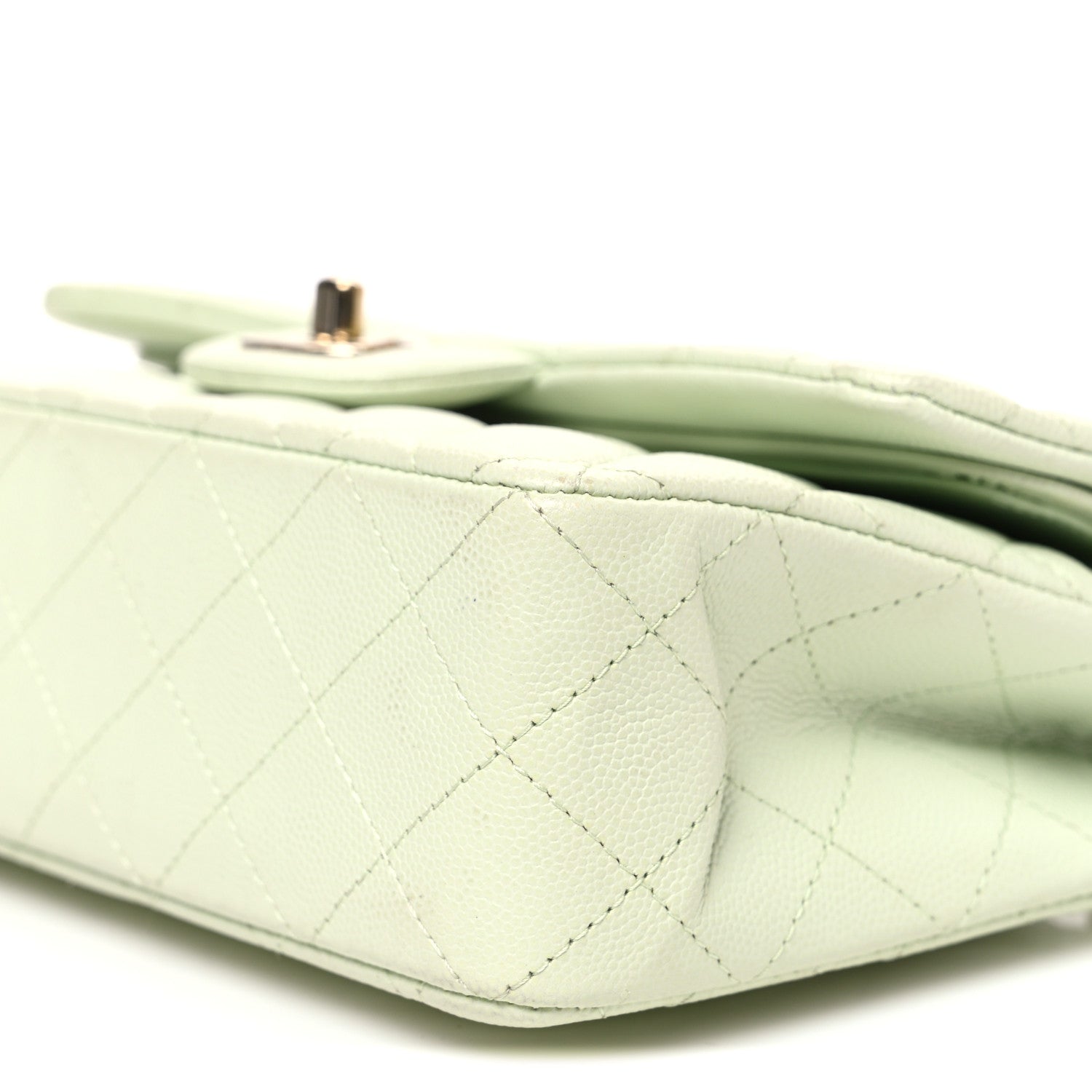 Chanel Caviar Quilted Small Double Flap Light Green