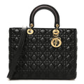 Christian Dior Lambskin Cannage Large Lady Dior Black