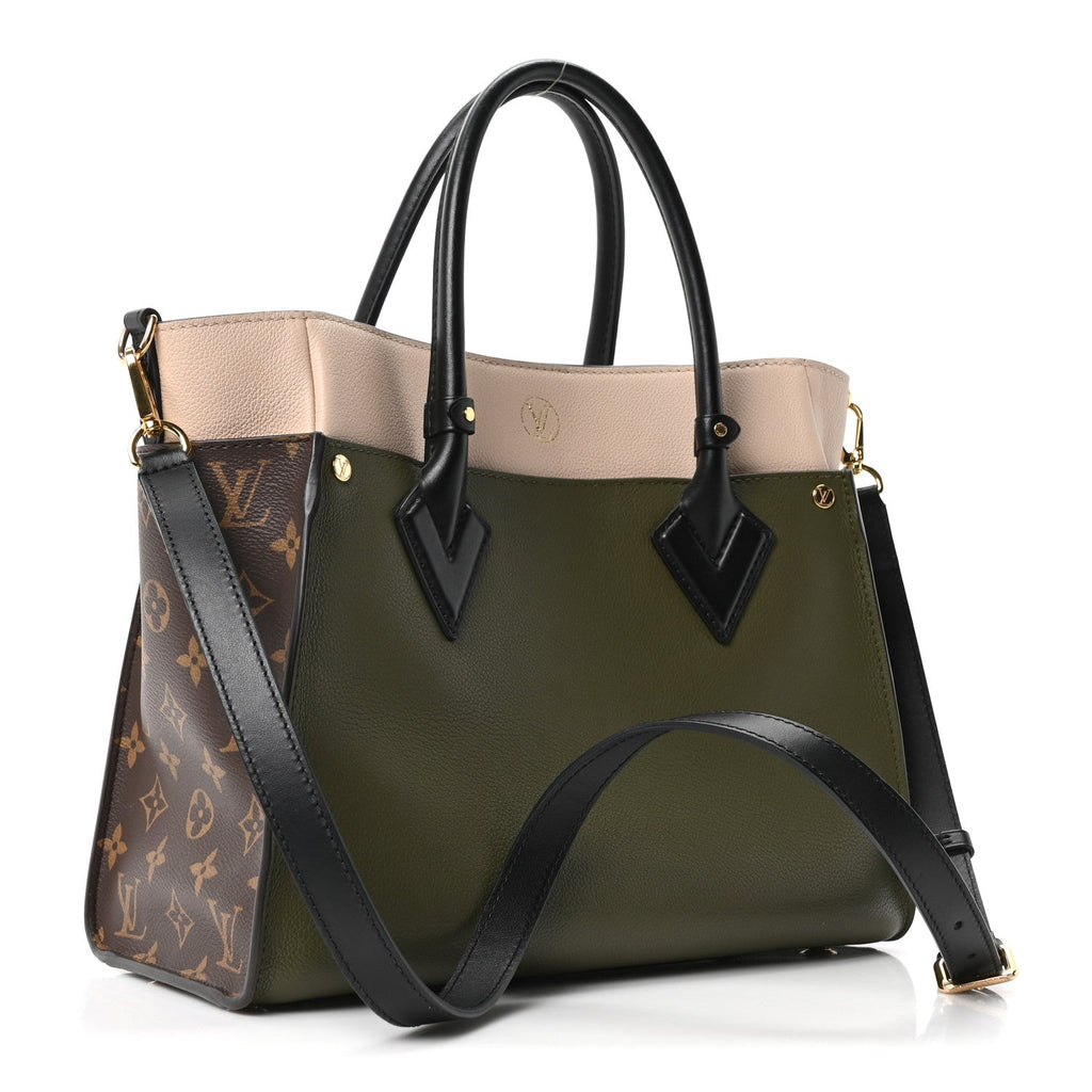 Louis Vuitton Calfskin Monogram On My Side MM Laurier Green Toffee Latte Beige