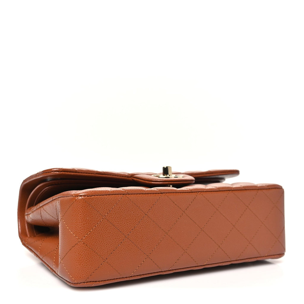 Chanel Caviar Quilted Small Double Flap Light Brown