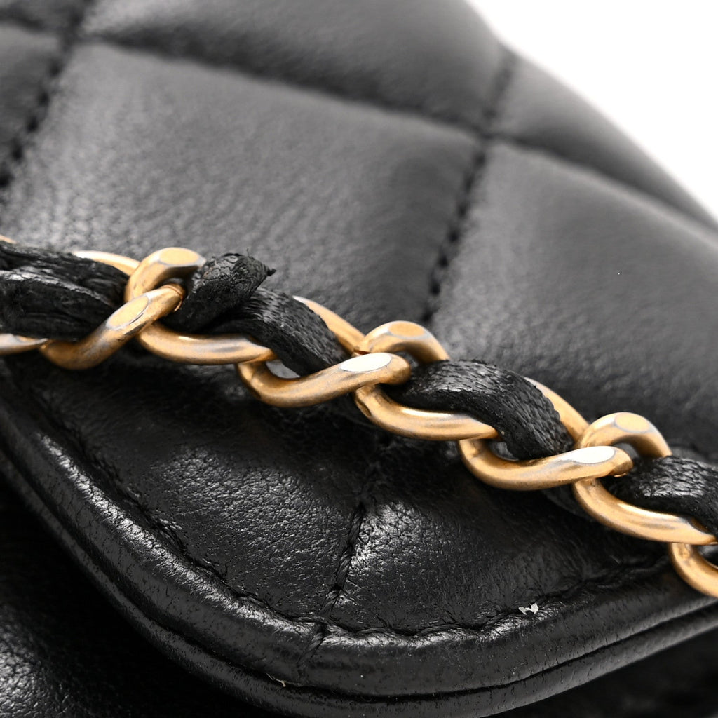 Chanel Lambskin Quilted Pearl Crush Flap With Chain Black