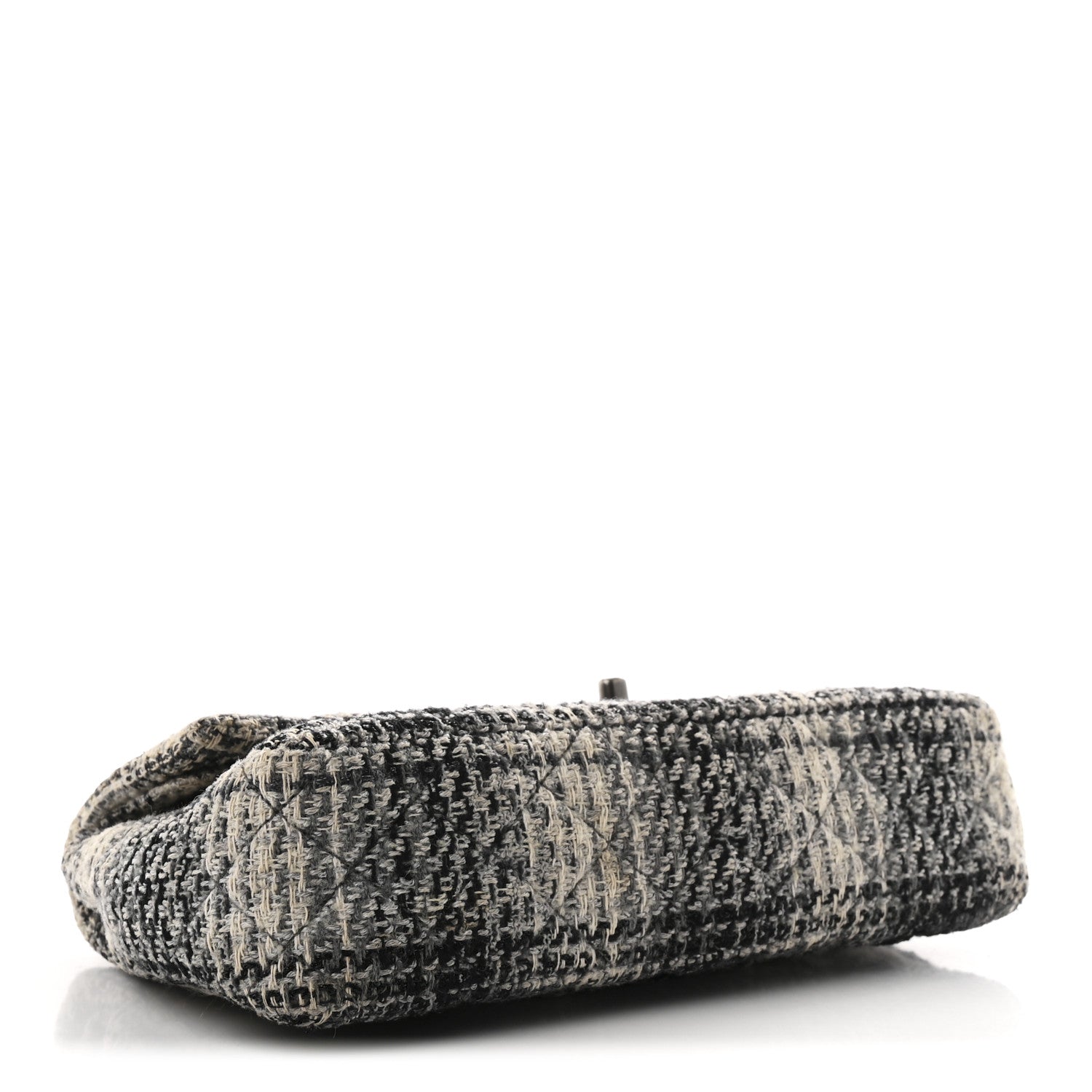 Chanel Tweed Quilted Medium Double Flap Beige White Black