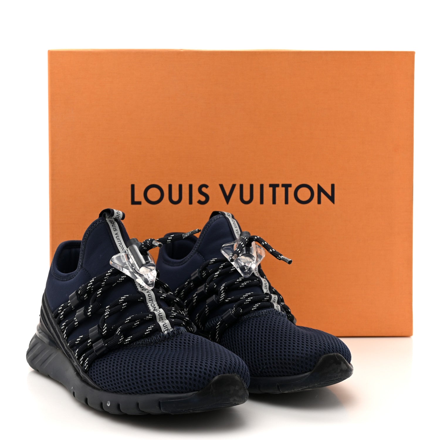 Louis Vuitton Neoprene Mesh Rubber Fastlane Low Sneakers 37 Marine
