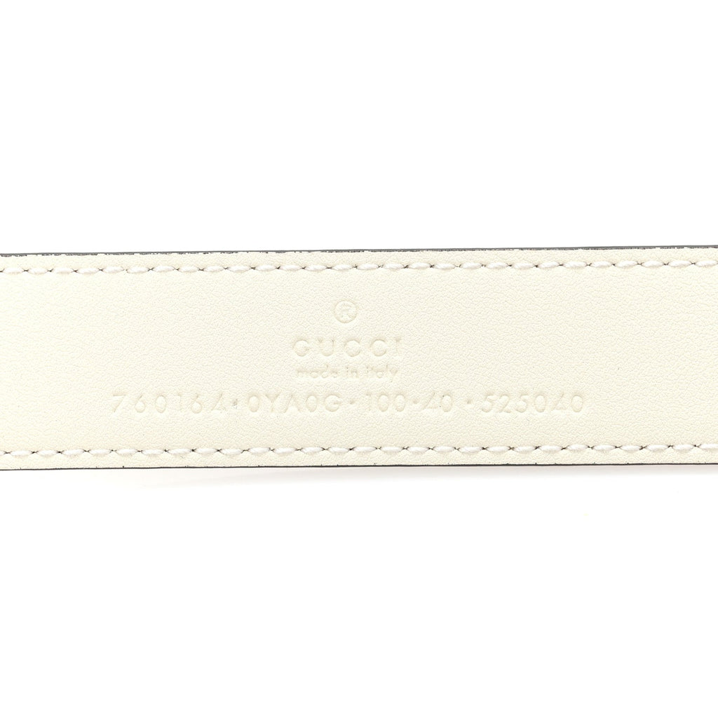 Gucci Plutone Calfskin Round Interlocking G Belt  100 40 Mystic White