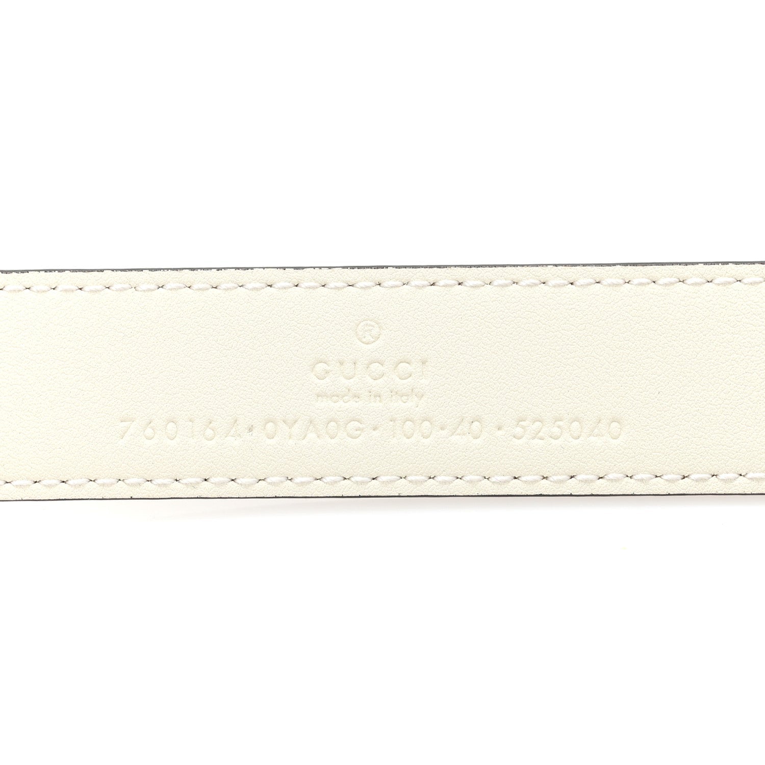 Gucci Plutone Calfskin Round Interlocking G Belt  100 40 Mystic White