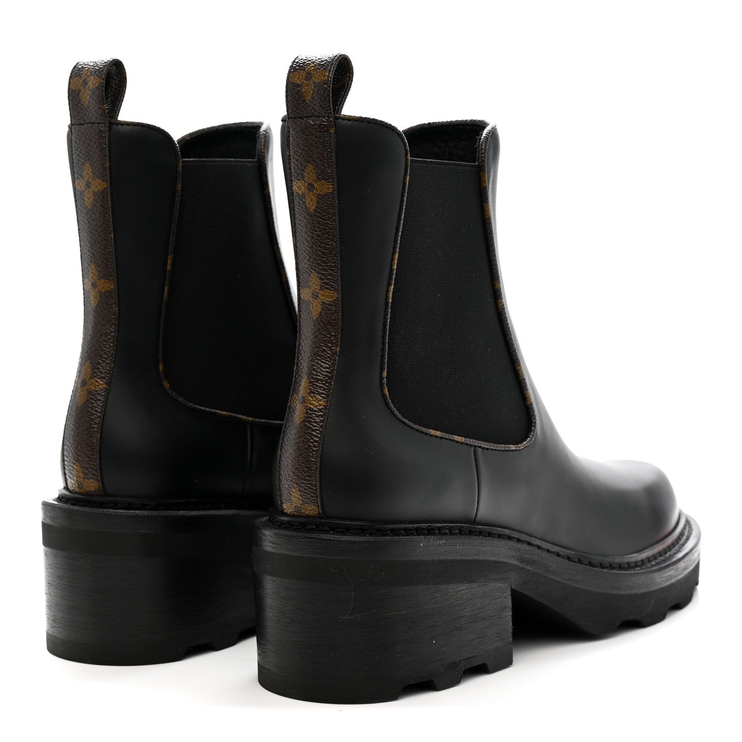 Louis Vuitton Calfskin Monogram Beaubourg Ankle Boots 38 Black