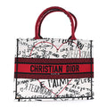 Christian Dior Canvas Embroidered Medium Dioramour Graffiti Book Tote Latte Multicolor