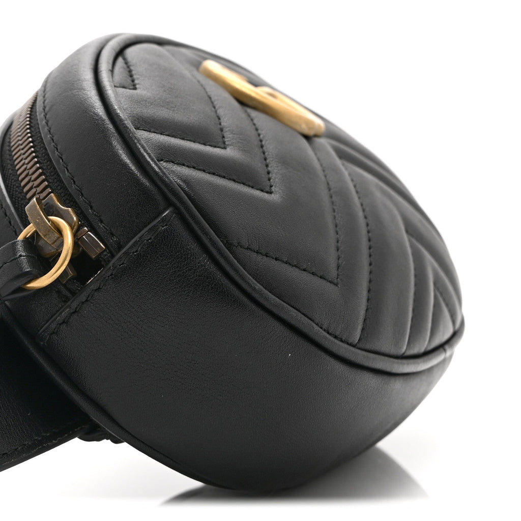 Gucci Calfskin Matelasse GG Marmont Belt Bag 85 34 Black