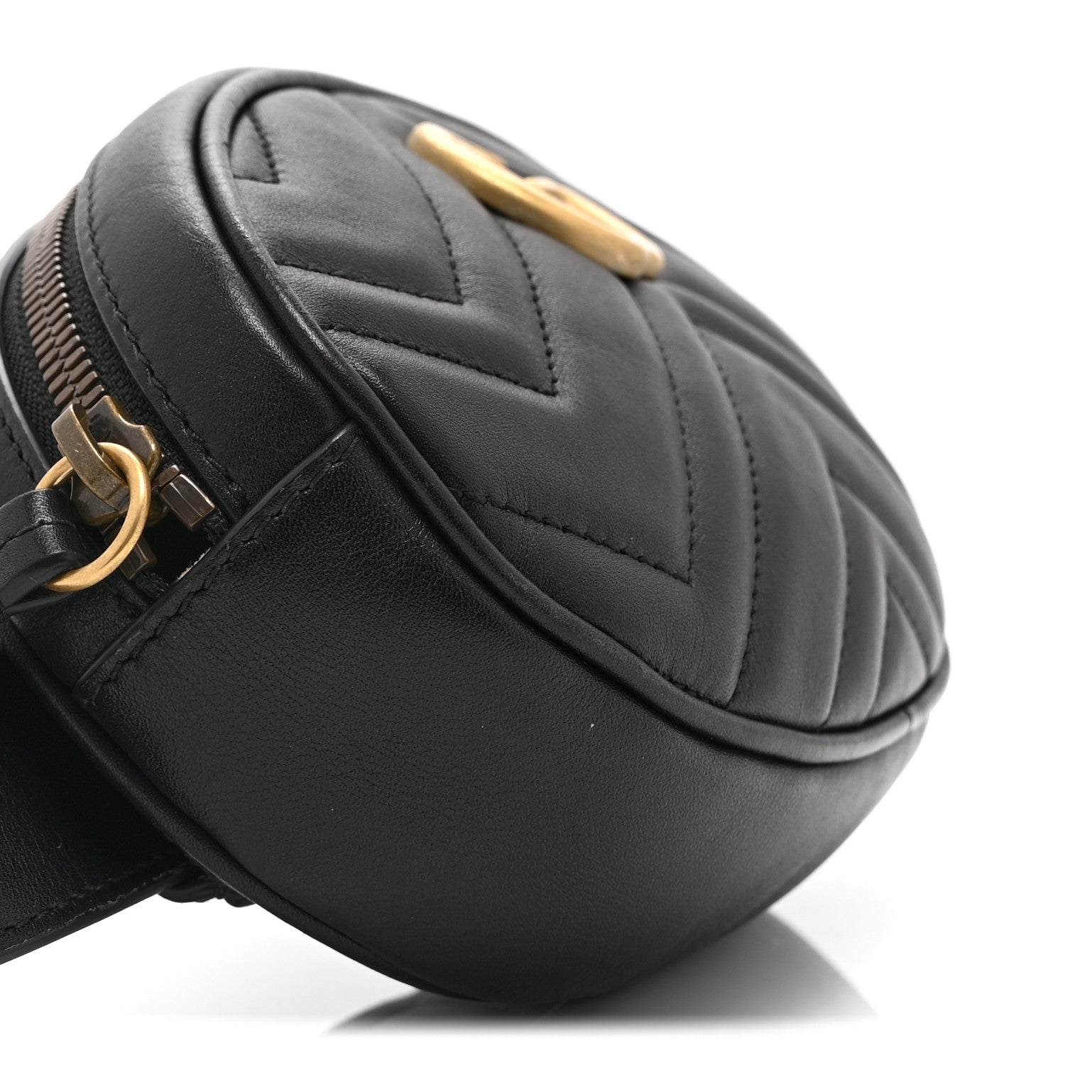 Gucci Calfskin Matelasse GG Marmont Belt Bag 85 34 Black