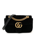 Gucci Velvet Matelasse Mini GG Marmont Shoulder Bag Black